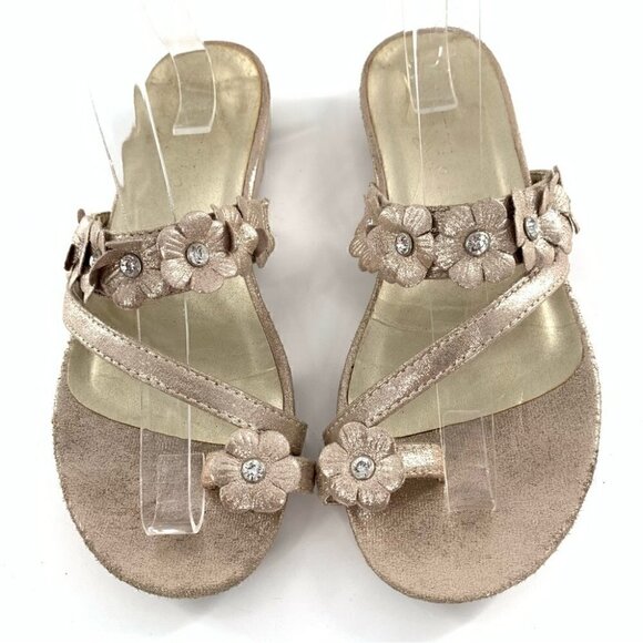 Madeline Stuart sandals 6.5 rose gold metallic floral toe ring costal granny - Picture 2 of 14